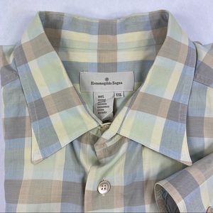 Ermenegildo Zegna green plaid dress shirt